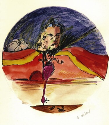 Drawing titled "il deserto" by Georges Duhamel, Original Artwork