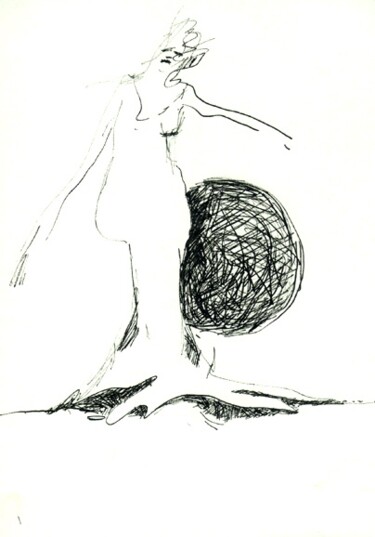 Desenho intitulada "L'orange" por Georges Duhamel, Obras de arte originais