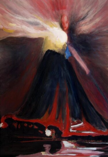Peinture intitulée "La dame du lac" par Georges Duhamel, Œuvre d'art originale
