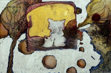 Peinture intitulée "Milou en or" par Georges Duhamel, Œuvre d'art originale