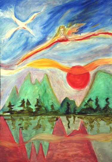 Pittura intitolato "paysage enchanté" da Georges Duhamel, Opera d'arte originale