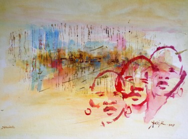 Peinture intitulée "les déracinés 1" par Georges Kulik, Œuvre d'art originale, Aquarelle