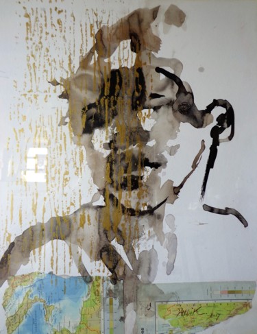 Peinture intitulée "les déracinés 5" par Georges Kulik, Œuvre d'art originale, Aquarelle