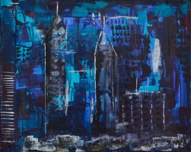 Peinture intitulée "Newyork la nuit" par Georges Lievre, Œuvre d'art originale, Acrylique