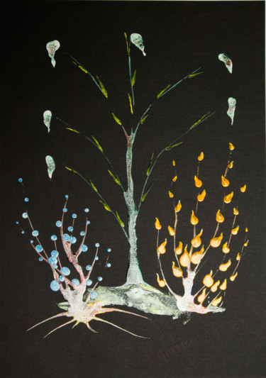 Peinture intitulée "Arborescence" par Georges Manceau, Œuvre d'art originale, Émail