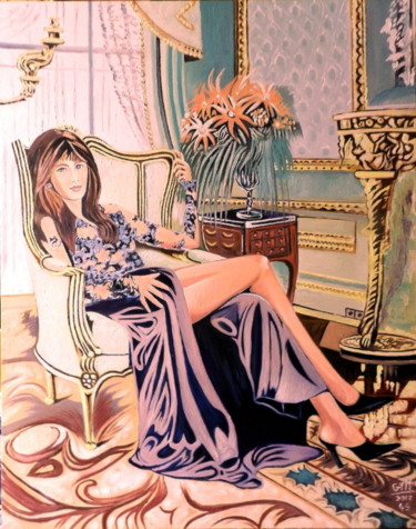 Painting titled "Une Bond-girl" by Gym, Original Artwork, Oil