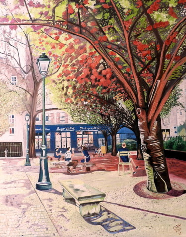 Painting titled "Square Gabriel Pier…" by Gym, Original Artwork, Oil