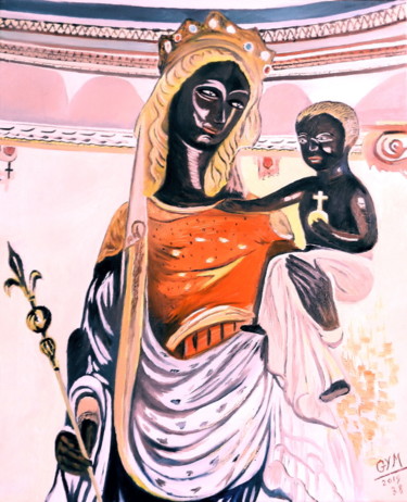 Peinture intitulée "Vierge Noire HST 12…" par Gym, Œuvre d'art originale, Huile