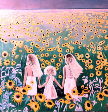 Painting titled "Jeunes filles aux s…" by Gym, Original Artwork, Oil