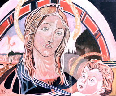 Painting titled "Vierge à l'enfant H…" by Gym, Original Artwork, Oil