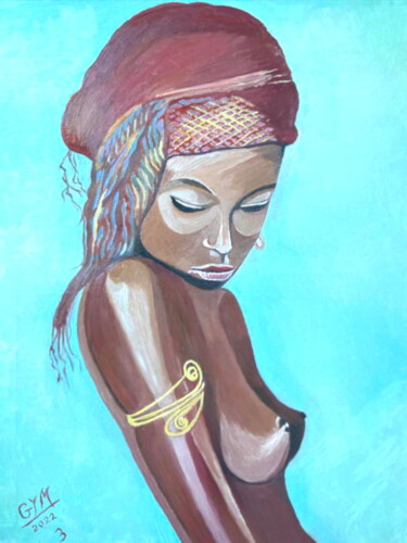 Painting titled "Jeune noire" by Gym, Original Artwork, Oil