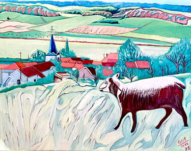 Painting titled "Le mouton de Levéco…" by Gym, Original Artwork, Oil