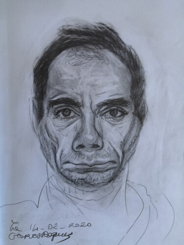 Drawing titled "Autoportrait 3" by Georges Roques, Original Artwork, Graphite