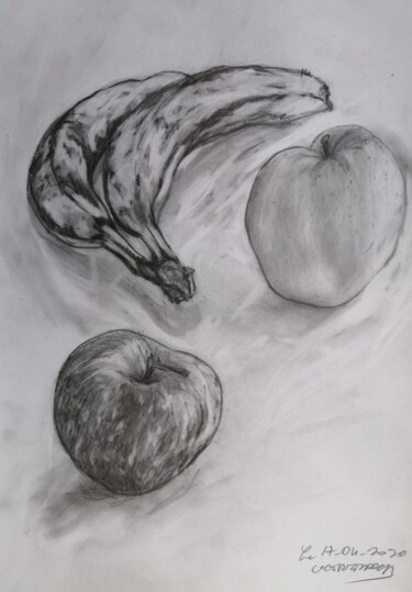 Disegno intitolato "Pomme banane 3" da Georges Roques, Opera d'arte originale, Matita