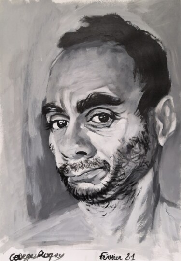 Malerei mit dem Titel "Autoportrait 2021/1" von Georges Roques, Original-Kunstwerk, Acryl