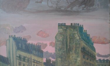 Картина под названием "immeubles parisiens…" - Georges Roques, Подлинное произведение искусства, Акрил