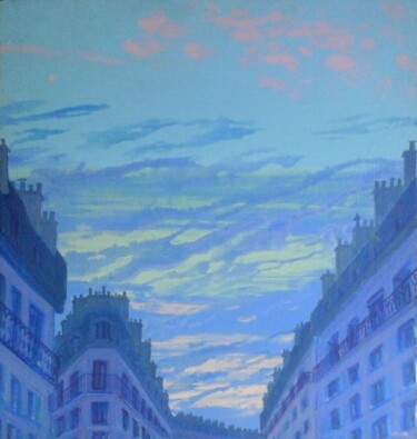 Painting titled "Par dessus les toit…" by Georges Roques, Original Artwork, Acrylic