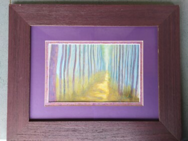 Painting titled "Sous bois, chemin l…" by Georges Szmalc, Original Artwork, Pastel Mounted on Other rigid panel