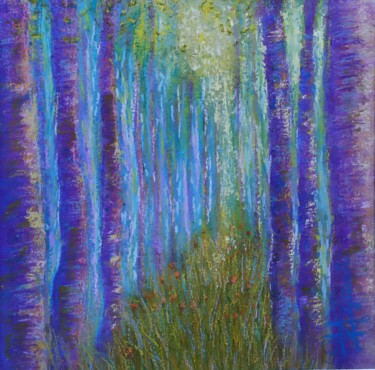 Painting titled "Fleurs dans chemin…" by Georges Szmalc, Original Artwork, Pastel Mounted on Other rigid panel
