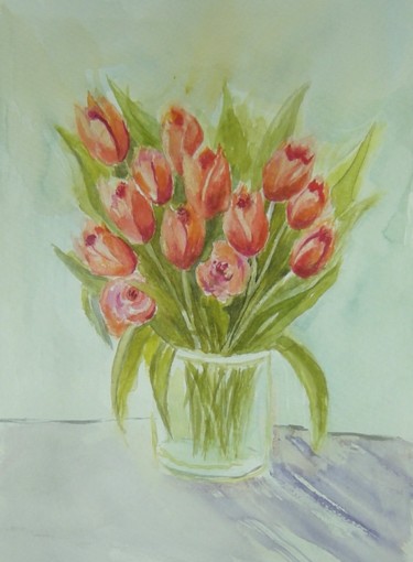 Malerei mit dem Titel "Tulpen-Aquarelle" von Getagruia, Original-Kunstwerk, Aquarell