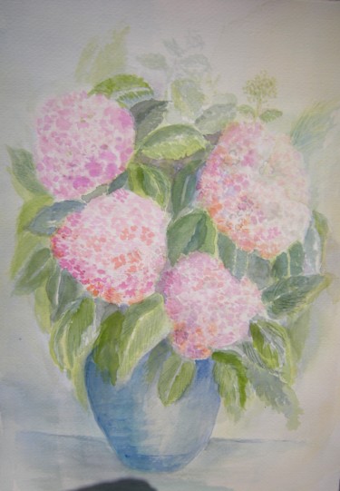 Malerei mit dem Titel "Vase mit Blumen" von Getagruia, Original-Kunstwerk, Aquarell