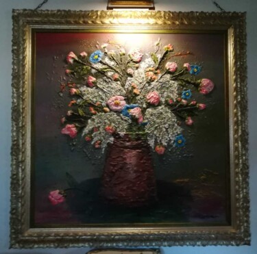 Peinture intitulée "Lillà bianco e rose" par Georgeta Mita Enacovici, Œuvre d'art originale, Acrylique
