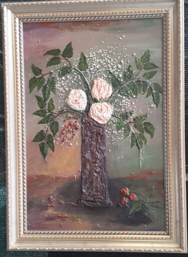 Painting titled "Le tre rose" by Georgeta Mita Enacovici, Original Artwork, Acrylic