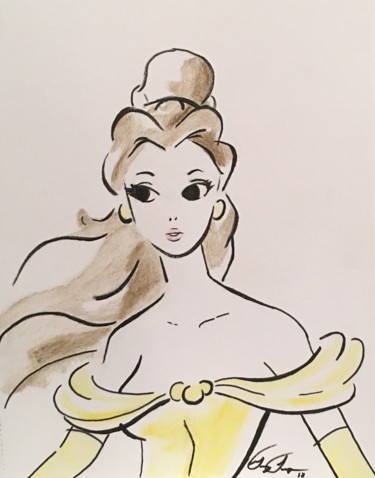 Painting titled "Belle" by George Toups, Original Artwork, Watercolor