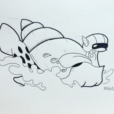 Drawing titled "Racing Snail" by George Toups, Original Artwork, Ink