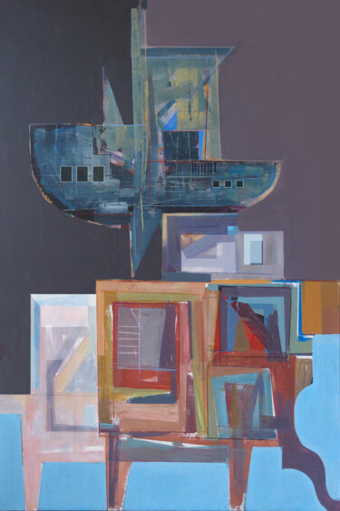 Painting titled "dream ship in inter…" by Georgi Demirev, Original Artwork, Acrylic