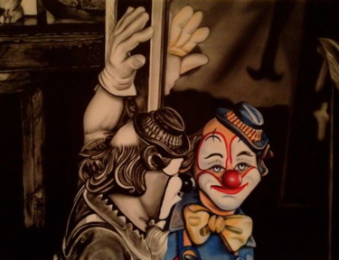 Painting titled "The Clown" by Georgia, Original Artwork, Oil