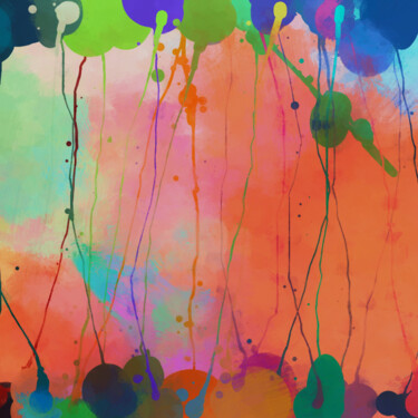 Картина под названием "Ballons de fête 2" - Georgia Chagas, Подлинное произведение искусства, Акрил