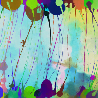 Картина под названием "Ballons de fête 3" - Georgia Chagas, Подлинное произведение искусства, Цифровая живопись