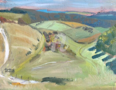 Painting titled "Hen Hill, Woman in…" by Georgina Rey, Original Artwork, Oil
