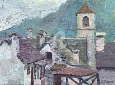 Картина под названием "San Pietro, Roofs P…" - Georgina Rey, Подлинное произведение искусства, Масло