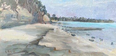 Painting titled "Brown's Bay Beach a…" by Georgina Rey, Original Artwork, Oil