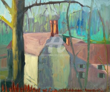 Painting titled "The Old Mill" by Georgina Rey, Original Artwork, Oil