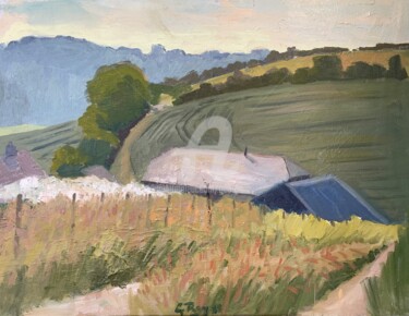 Painting titled "Path in the Field N…" by Georgina Rey, Original Artwork, Oil