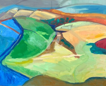 Painting titled "Big Hills, South Do…" by Georgina Rey, Original Artwork, Oil Mounted on Wood Stretcher frame