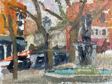 Peinture intitulée "Sloane Square, Lond…" par Georgina Rey, Œuvre d'art originale, Huile Monté sur Carton