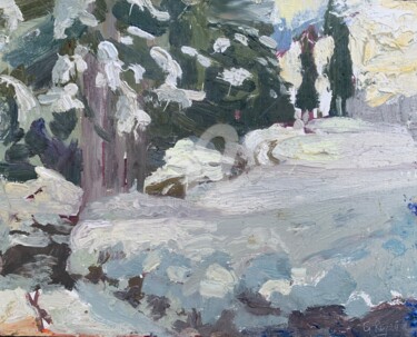 Pittura intitolato "Deep snow under the…" da Georgina Rey, Opera d'arte originale, Olio