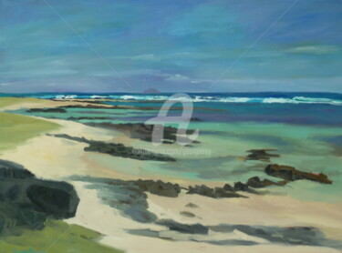 Painting titled "Round Island at Low…" by Georgina Rey, Original Artwork, Oil