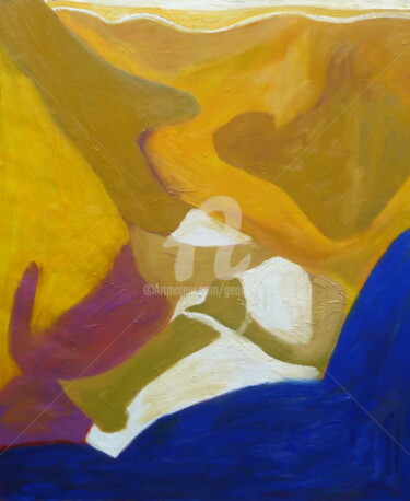 Peinture intitulée "Yellow/Blue Valley…" par Georgina Rey, Œuvre d'art originale, Huile