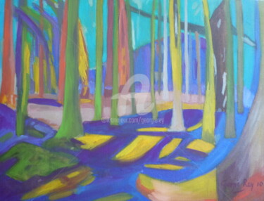 Painting titled "Turquoise Forest 20…" by Georgina Rey, Original Artwork, Oil