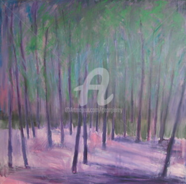 Painting titled "Purple Forest" by Georgina Rey, Original Artwork, Oil