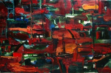 Картина под названием "Красный океан/ Red…" - Anastasiya Georgievskaya, Подлинное произведение искусства, Масло
