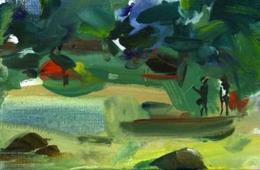 Картина под названием "Рыбаки/Fishers" - Anastasiya Georgievskaya, Подлинное произведение искусства, Масло
