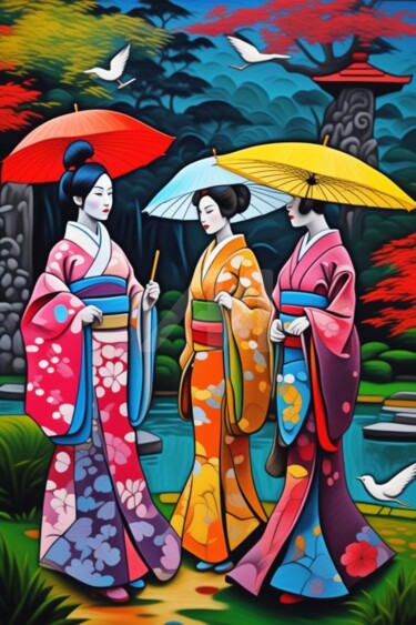 Digital Arts με τίτλο "Japan garden 3" από Georgii Stepanov, Αυθεντικά έργα τέχνης, Εικόνα που δημιουργήθηκε με AI