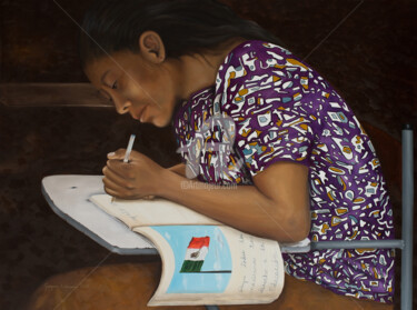 Peinture intitulée "La Estudiante" par Georgina Echeverria, Œuvre d'art originale, Huile