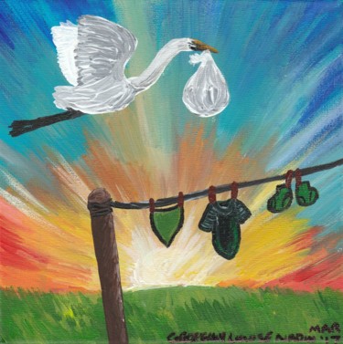 Painting titled "birth-stork.jpg" by Georgina Nadin, Original Artwork